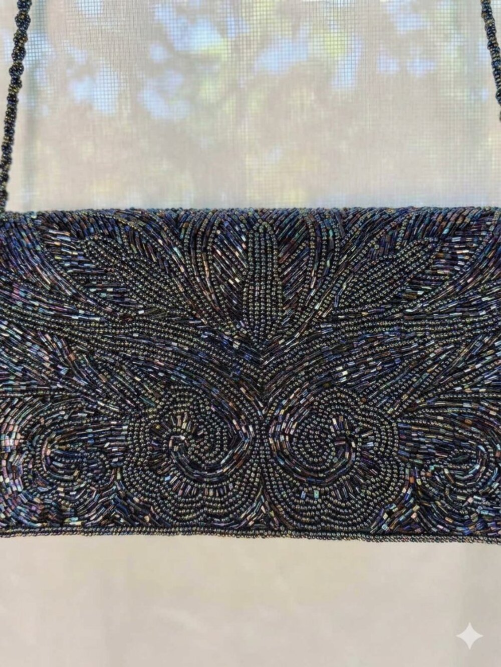 Multicolor Navy Beaded Evening Crossbody Clutch Bag